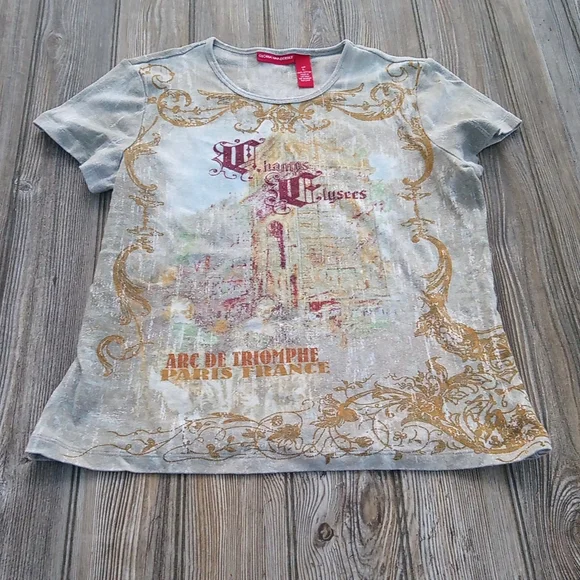 Crew Neck Short Sleeve Eccentric Pattern T-shirt Top - Picture 2 of 11